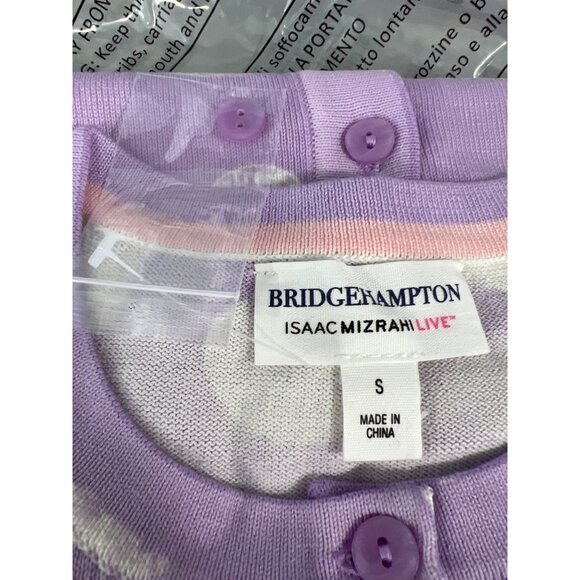 Isaac Mizrahi Live Bridgehampton Printed Shell Cardigan Women Small Lavender NEW - Picture 4 of 7